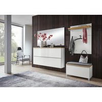SCHUHKIPPER  in 160/83/31 cm  - Weiss/Eichefarben, Design, Glas/Holz (160/83/31cm) - Novel