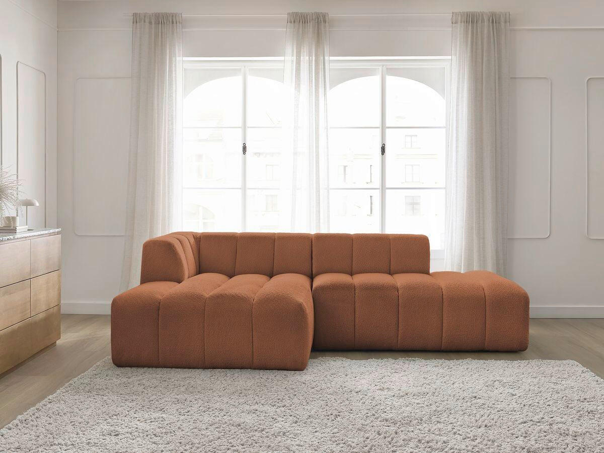 ECKSOFA  ANNECY Orange Bouclé  - Schwarz/Orange, MODERN, Kunststoff/Textil (170/262cm)
