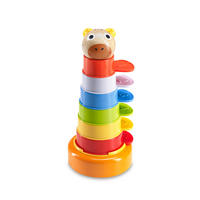 SKLADACIA VEŽA - viacfarebná, Natur, drevo/plast (10,7/11/3,9cm) - My Baby Lou