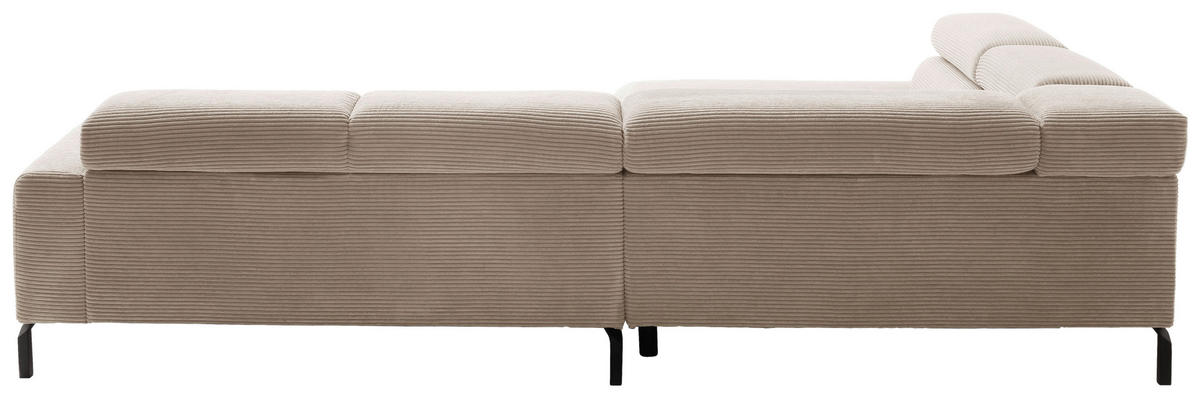 ECKSOFA inkl. Funktion in Cord Taupe  - Taupe/Schwarz, Modern, Textil/Metall (219/309cm) - Pure Home Lifestyle