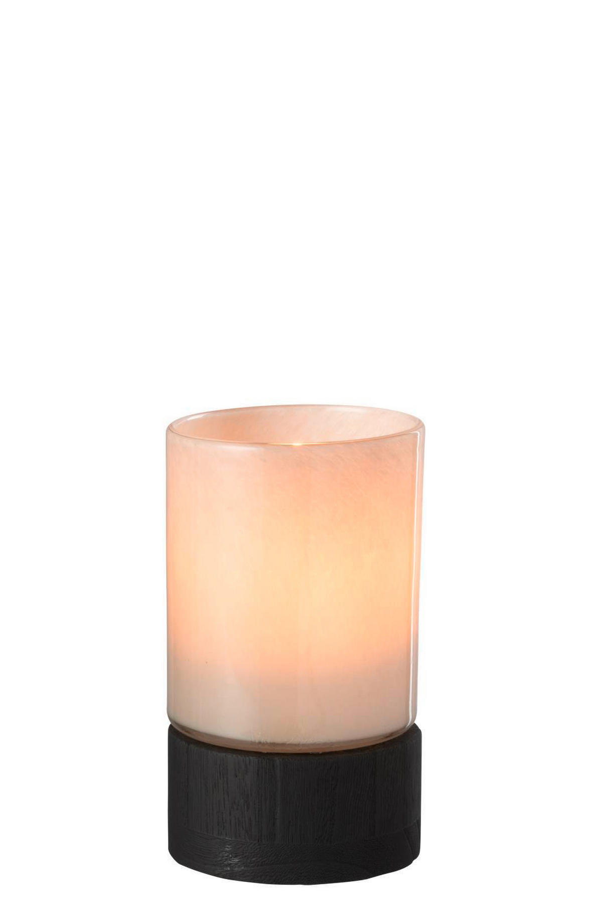 TEELICHTHALTER - Schwarz/Grau, Natur, Glas/Holz (12/12/20,5cm) - Ambia Home