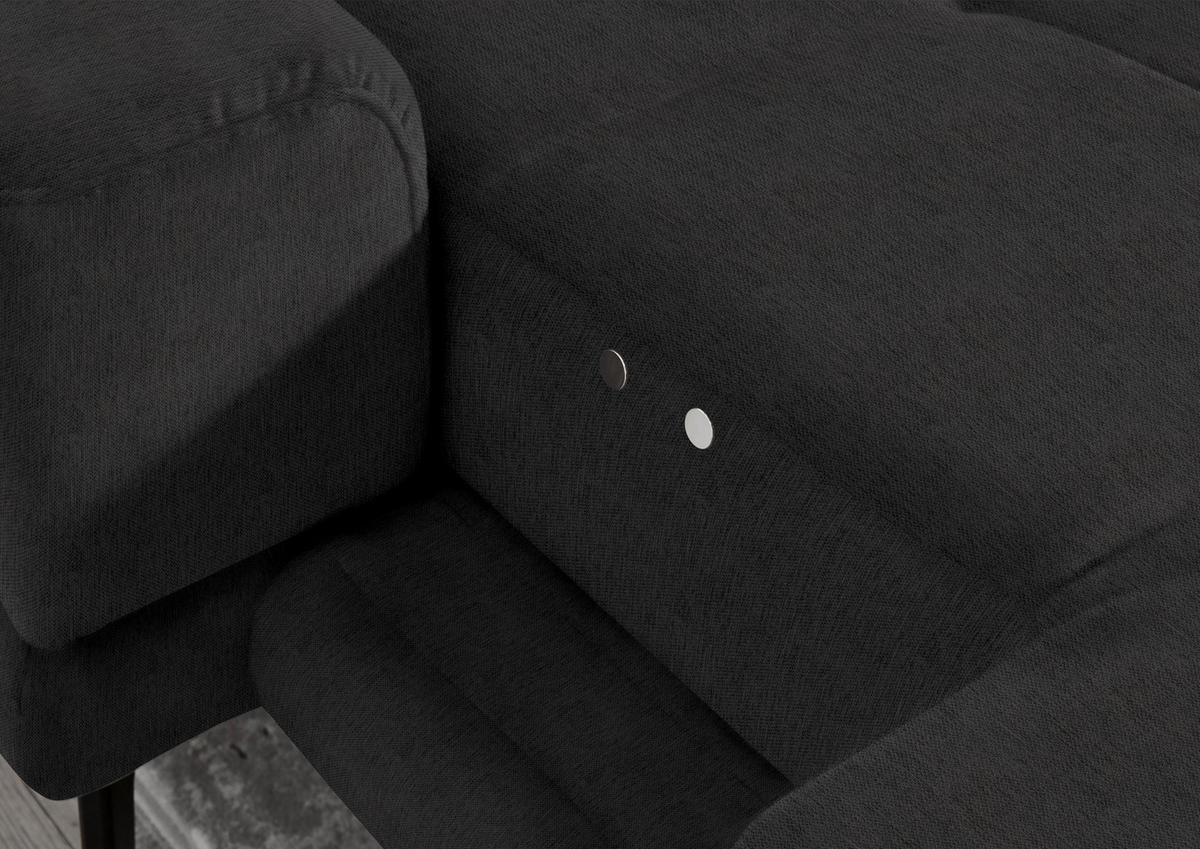 ECKSOFA in Flachgewebe Anthrazit  - Anthrazit/Schwarz, Design, Textil/Metall (190/309cm) - Beldomo Style