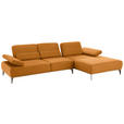 ECKSOFA in Mikrofaser Hellbraun  298/176 cm  - Hellbraun/Beige, Design, Textil/Metall (298/176cm) - Valnatura