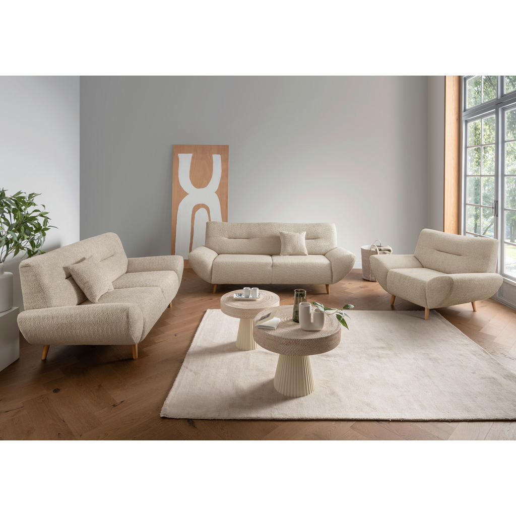 Thumbnail - Mid.you 3-Sitzer-Sofa, Beige, Textil, Buche, Uni, 205x81x90 cm, Made in EU, erweiterbar, Rücken echt, Wohnzimmer, Sofas ...
