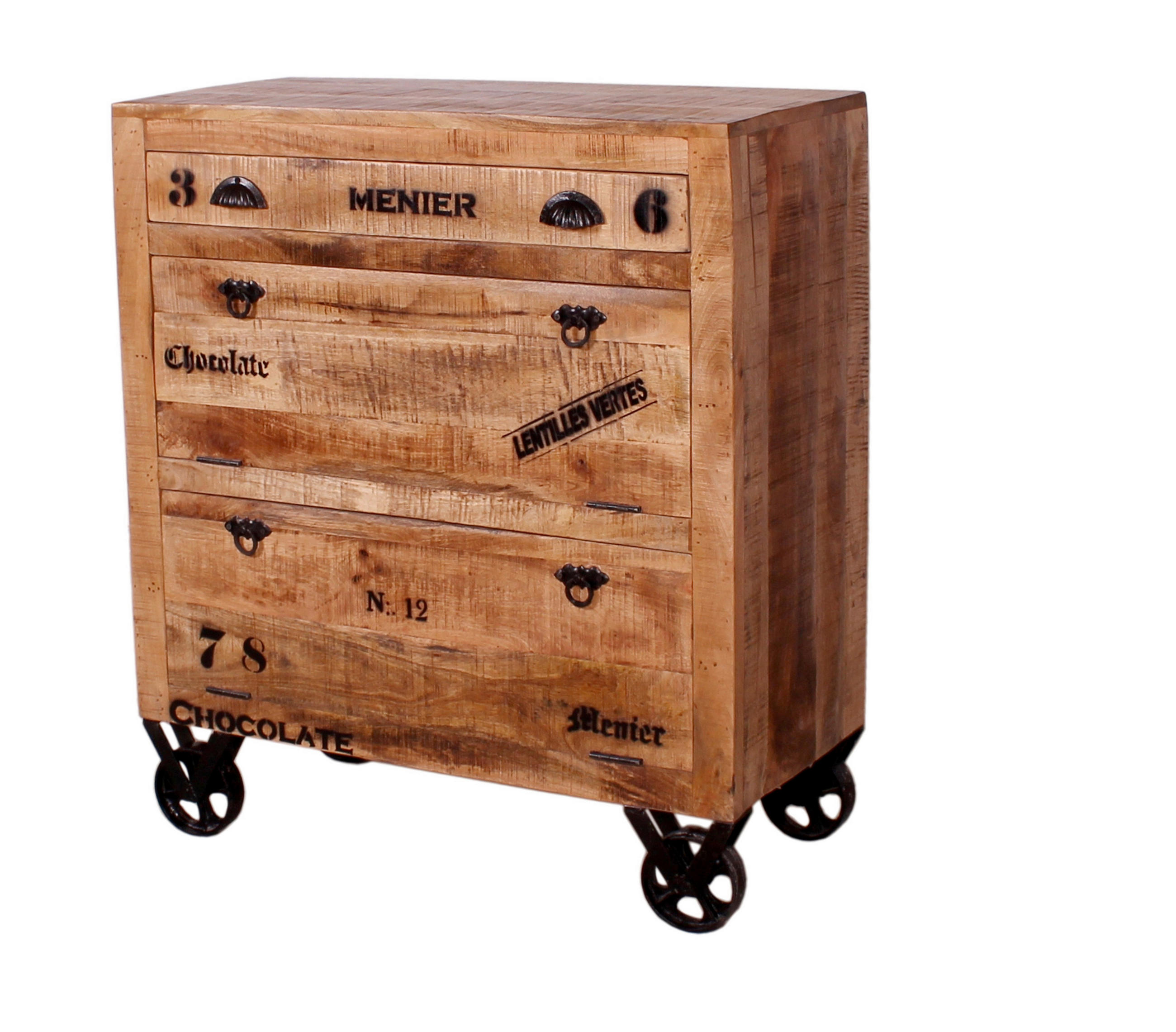 SCHUHSCHRANK Mangoholz massiv Naturfarben  - Schwarz/Naturfarben, Design, Holz/Metall (85/90/40cm) - MID.YOU