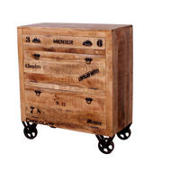 SCHUHSCHRANK Mangoholz massiv Naturfarben  - Schwarz/Naturfarben, Design, Holz/Metall (85/90/40cm) - MID.YOU