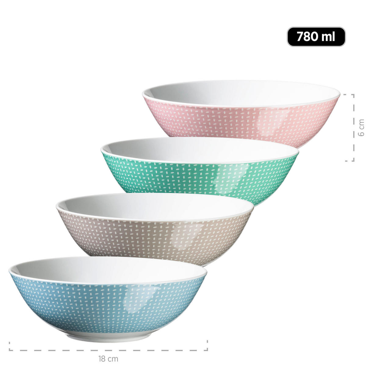 KOMBISERVICE Kitchen Time 16-teilig  - Pastellblau/Hellrosa, Basics, Keramik - Mäser