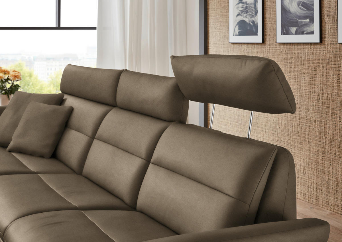 ECKSOFA in Echtleder Hellbraun  - Hellbraun/Schwarz, Design, Leder/Metall (169/298cm) - Dieter Knoll