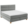 BOXSPRINGBETT 160/200 cm,  in Grau, Matratze, Topper, unterschiedliche Matratzenhärtegrade je Bettseite, H2 + H3 = mittel + fest  - Buchefarben/Grau, MODERN, Holz/Textil (160/200cm) - Beldomo - Sleep