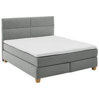 BOXSPRINGBETT 160/200 cm,  in Grau, Matratze, Topper, H3 + H4 = fest + sehr fest  - Buchefarben/Grau, MODERN, Holz/Textil (160/200cm) - Beldomo - Sleep