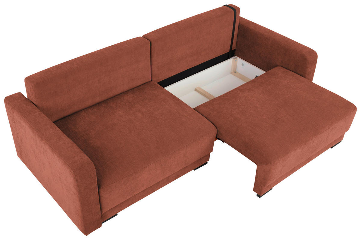 2-SITZER-SOFA in Chenille Rostfarben  - Rostfarben/Schwarz, Konventionell, Kunststoff/Textil (233/90/110cm) - MID.YOU