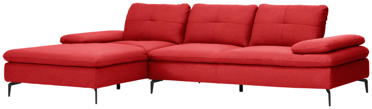 ECKSOFA in Webstoff Hellrot  179/301 cm  - Hellrot/Schwarz, Design, Textil/Metall (179/301cm) - Chilliano