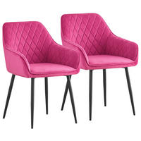 ARMLEHNSTUHL-SET 2 Stück  in Eisen Samt  - Pink/Schwarz, Design, Textil/Metall (56/82,5/61,5cm) - Novel