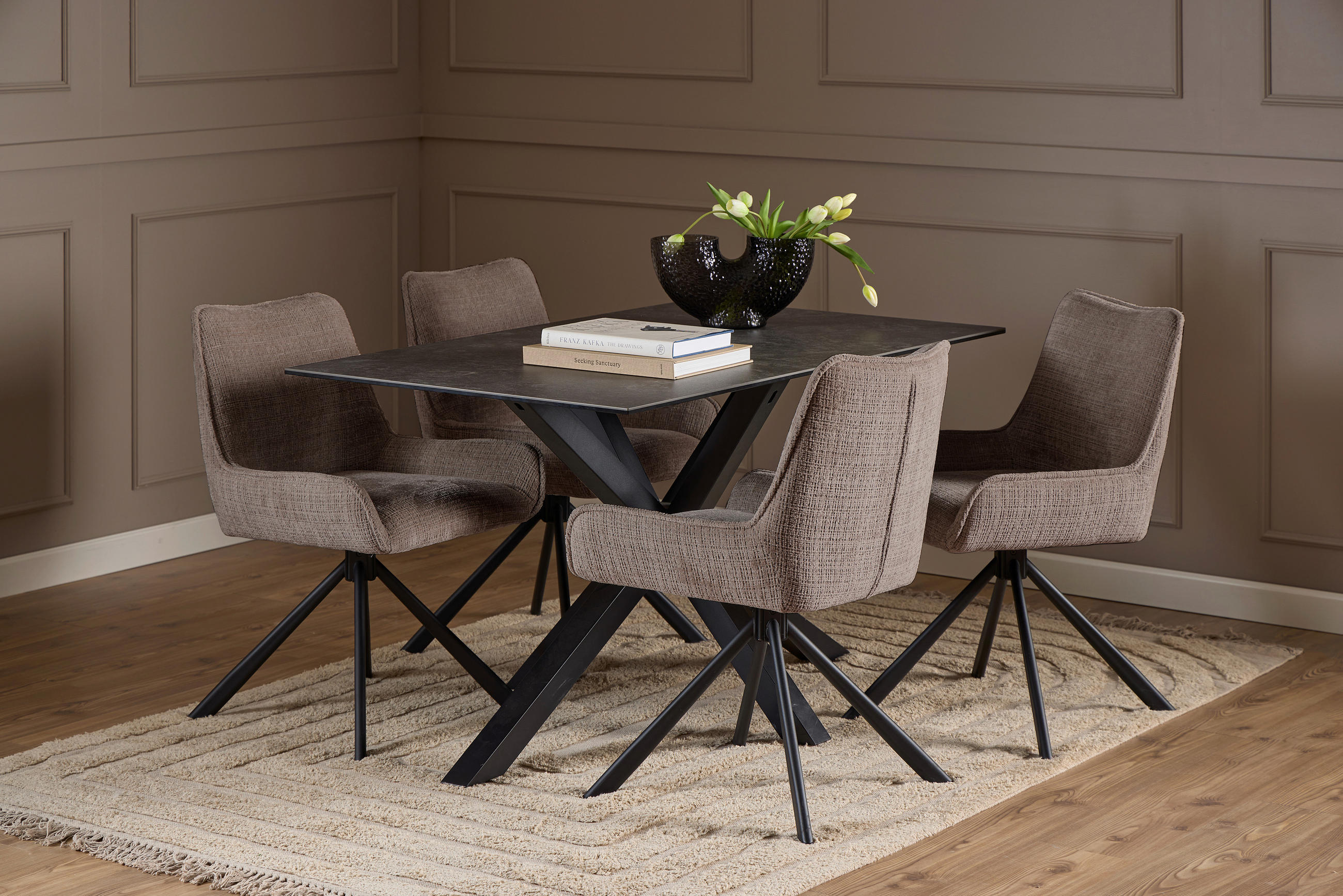 STUHL Flachgewebe Braun  - Schwarz/Braun, Trend, Textil/Metall (59/81/56cm) - MID.YOU