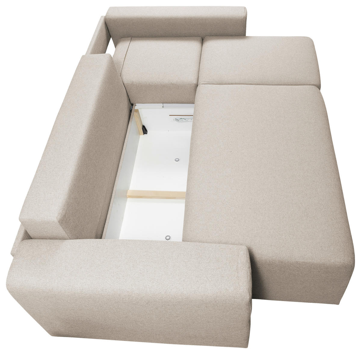 ECKSOFA in Struktur Beige  240/153 cm  - Chromfarben/Beige, Basics, Kunststoff/Textil (240/153cm) - P & B