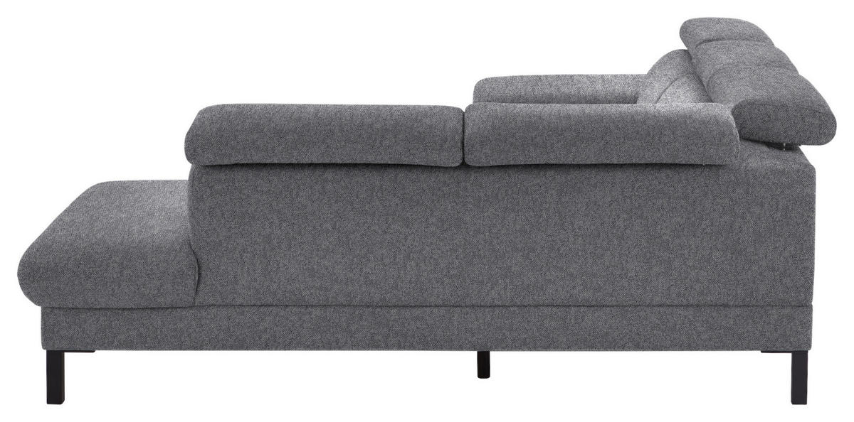 ECKSOFA in Flachgewebe Grau  - Schwarz/Grau, Design, Holzwerkstoff/Textil (272/217cm) - Pure Home Comfort