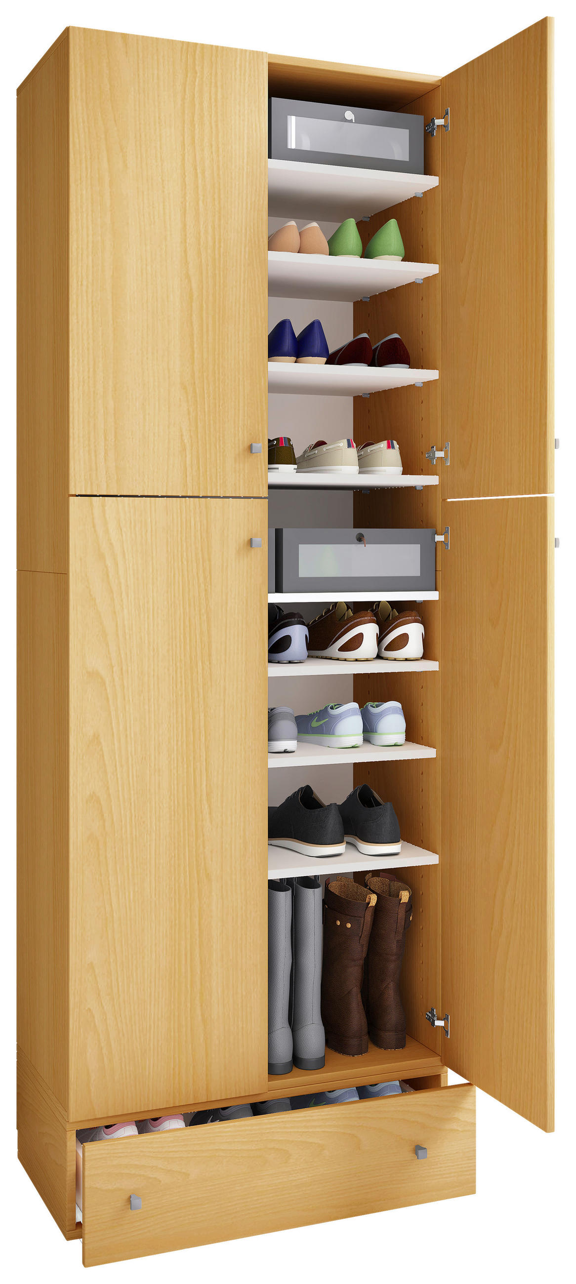 SKOSKÅP  i 70/200/39 cm  - bokfärgad/grå, Modern, trämaterial/plast (70/200/39cm) - MID.YOU