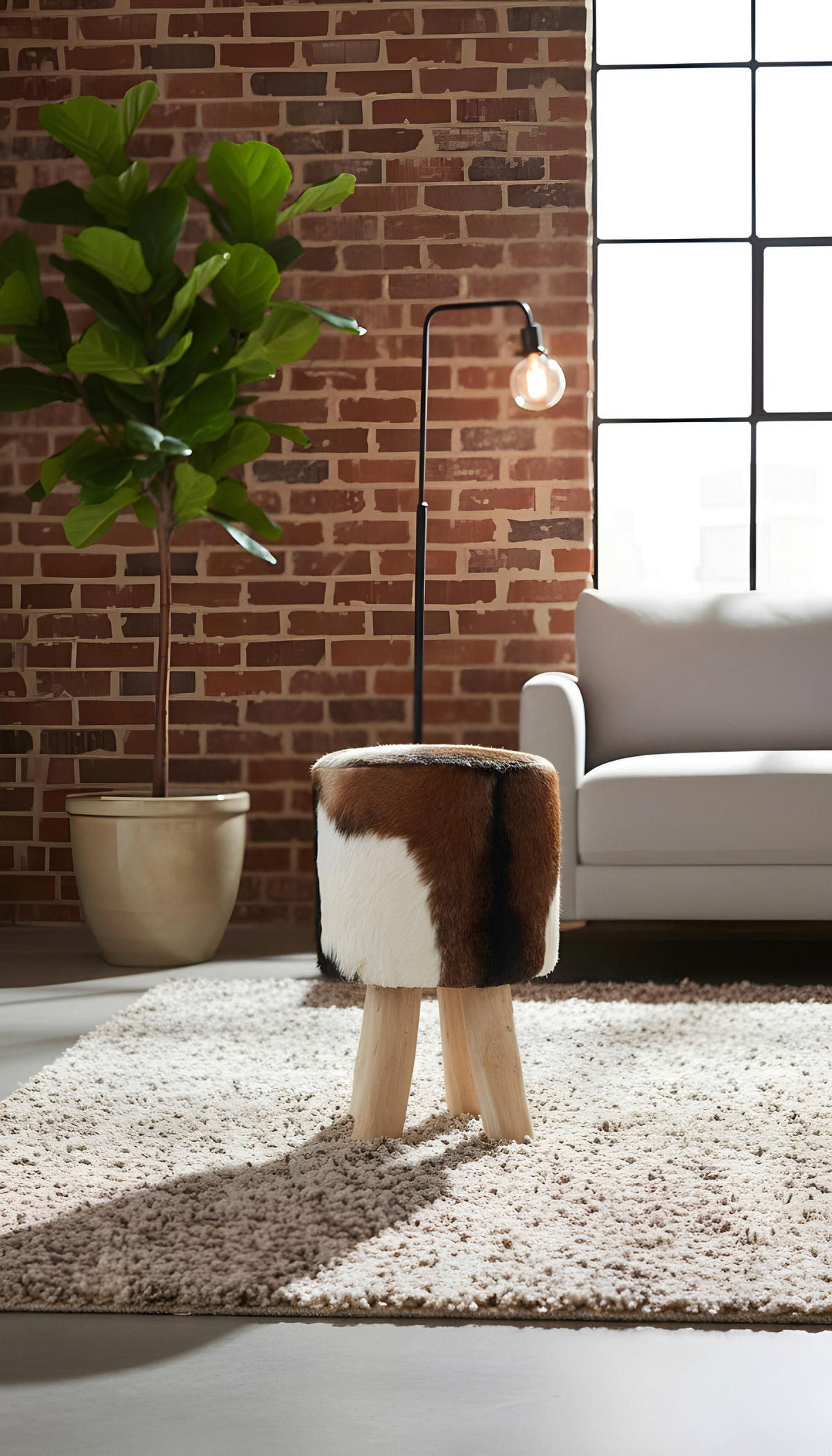 HOCKER Echtleder Teakholz Braun, Naturfarben, Weiß  - Naturfarben/Braun, LIFESTYLE, Leder/Holz (32/50/32cm) - Landscape