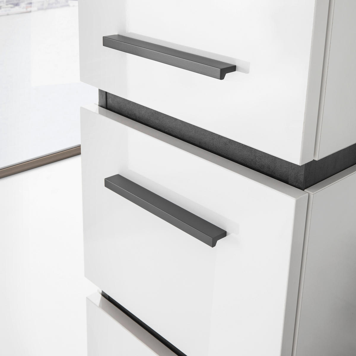 HOCHSCHRANK 32/168,5/33 cm  - Weiß Hochglanz/Grau, Design, Glas/Holzwerkstoff (32/168,5/33cm) - Musterring
