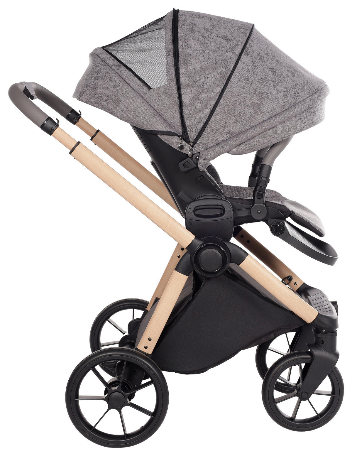 KINDERWAGENSET  Facetty  Poppy Mousse  - Beige/Grau, Design, Textil/Metall (104,5/62/94cm) - Jimmylee
