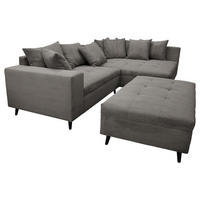 KUTNA GARNITURA tekstil  siva   - siva/crna, Design, tekstil/drvo (247/174cm) - MID.YOU