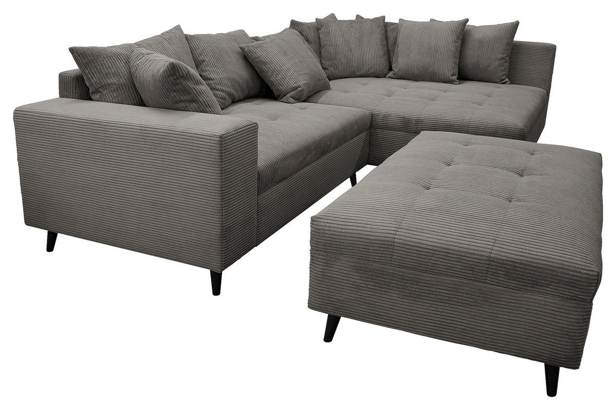 KUTNA GARNITURA tekstil  siva   - siva/crna, Design, tekstil/drvo (247/174cm) - MID.YOU