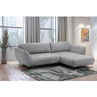 ECKSOFA SAMOA Grau Struktur  - Schwarz/Grau, Design, Textil/Metall (282/187cm) - Livetastic