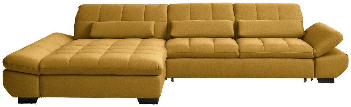 ECKSOFA  in Flachgewebe Gelb  204/341 cm  - Gelb/Schwarz, Design, Textil/Metall (204/341cm) - Xora