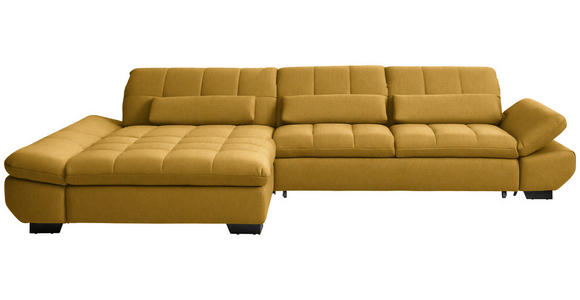 ECKSOFA  in Flachgewebe Gelb  204/341 cm  - Gelb/Schwarz, Design, Textil/Metall (204/341cm) - Xora