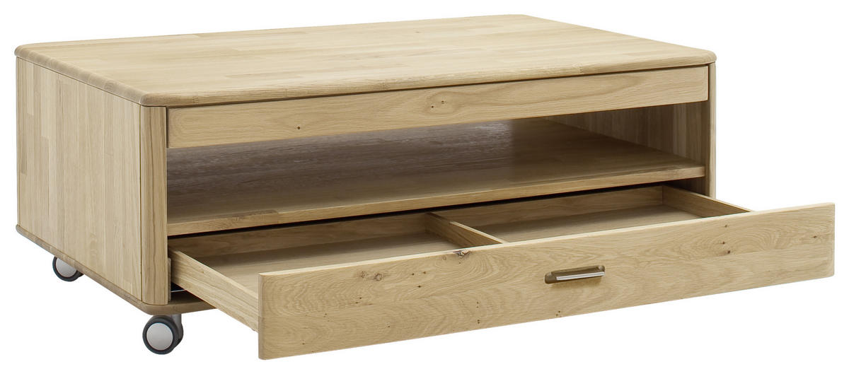 COUCHTISCH in Holz 115/70/45 cm  - Eiche Bianco/Silberfarben, Design, Holz/Kunststoff (115/70/45cm) - Livetastic