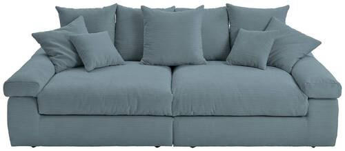 BIGSOFA Cord Blaugrau  - Blaugrau/Schwarz, Design, Kunststoff/Textil (260/90/140cm) - Ambia Home