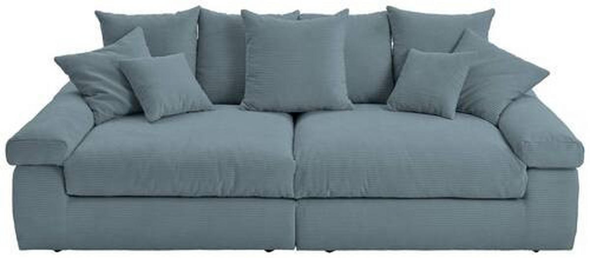 BIGSOFA Cord Blaugrau  - Blaugrau/Schwarz, Design, Kunststoff/Textil (260/90/140cm) - Ambia Home