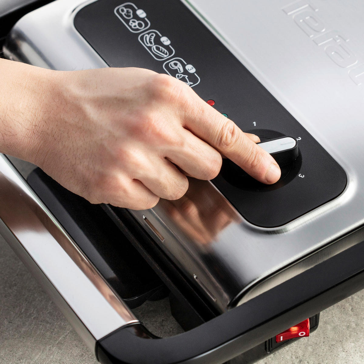 KONTAKTGRILL Inicio Adjust  - Chromfarben/Schwarz, Basics, Kunststoff/Metall (33,7/11,8cm) - Tefal