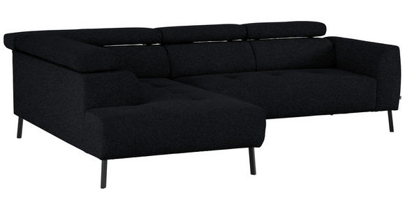 ECKSOFA in Chenille Anthrazit 205/280 cm - Anthrazit/Schwarz, Design, Textil/Metall (205/280cm) - Xora