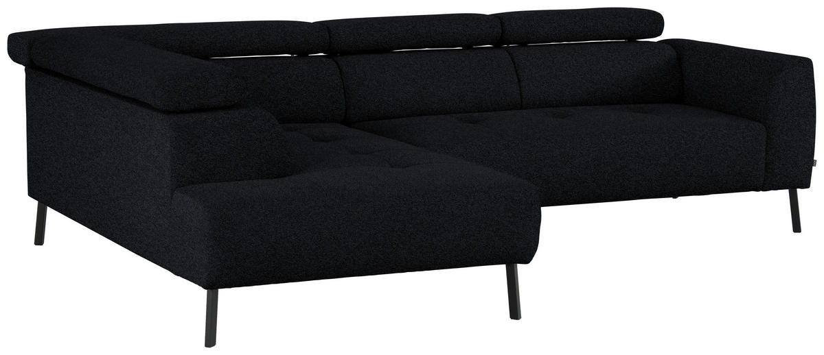 ECKSOFA in Chenille Anthrazit  205/280 cm  - Anthrazit/Schwarz, Design, Textil/Metall (205/280cm) - Xora