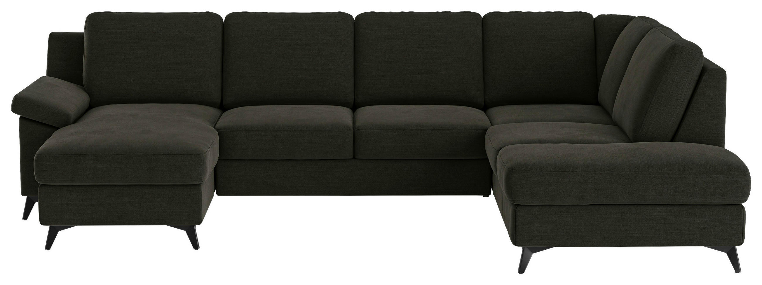 WOHNLANDSCHAFT Dunkelgrün Flachgewebe  - Dunkelgrün/Schwarz, KONVENTIONELL, Textil/Metall (156/309/204cm) - Cotta