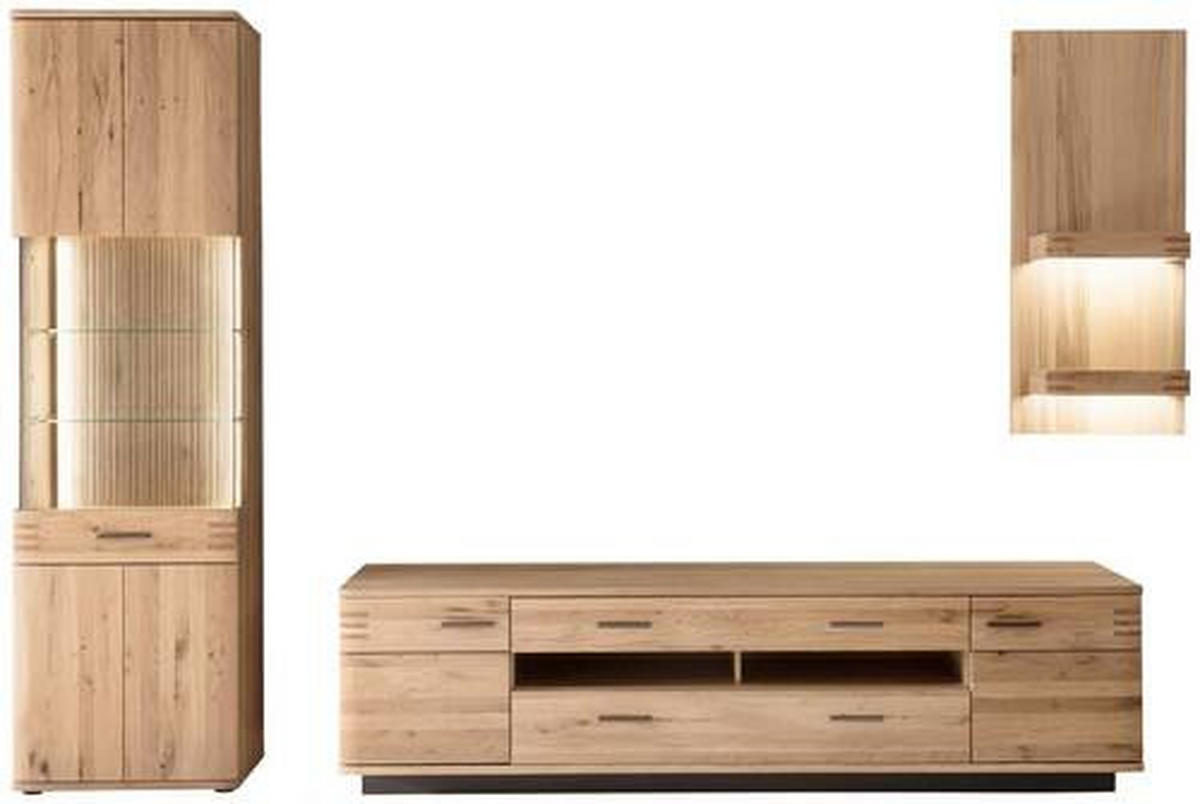 WOHNWAND  in Anthrazit, Eichefarben 300/208/50 cm  - Eichefarben/Anthrazit, Design, Glas/Holz (300/208/50cm) - Livetastic