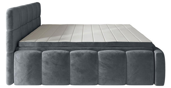 BOXBETT 160/200 cm,  in Anthrazit, gepolstertes Kopfteil, Bettkasten, Topper, Matratzen, H3 + H3 = fest  - Anthrazit/Schwarz, MODERN, Kunststoff/Textil (160/200cm) - Xora