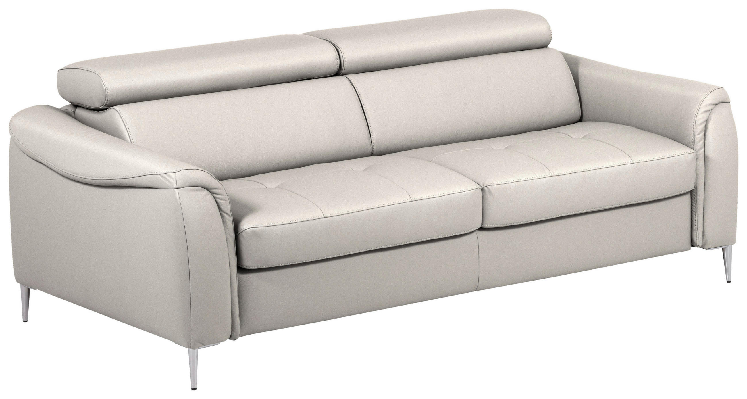 SCHLAFSOFA Grau Echtleder Lederlook  - Grau, Design, Leder/Textil (203/77-98/103cm) - MID.YOU
