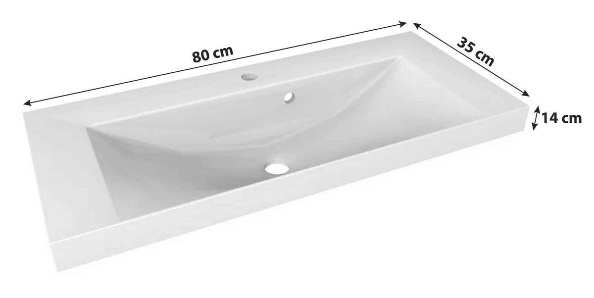 WASCHBECKEN 80/14/35 cm  - Weiß, MODERN, Stein (80/14/35cm) - MID.YOU
