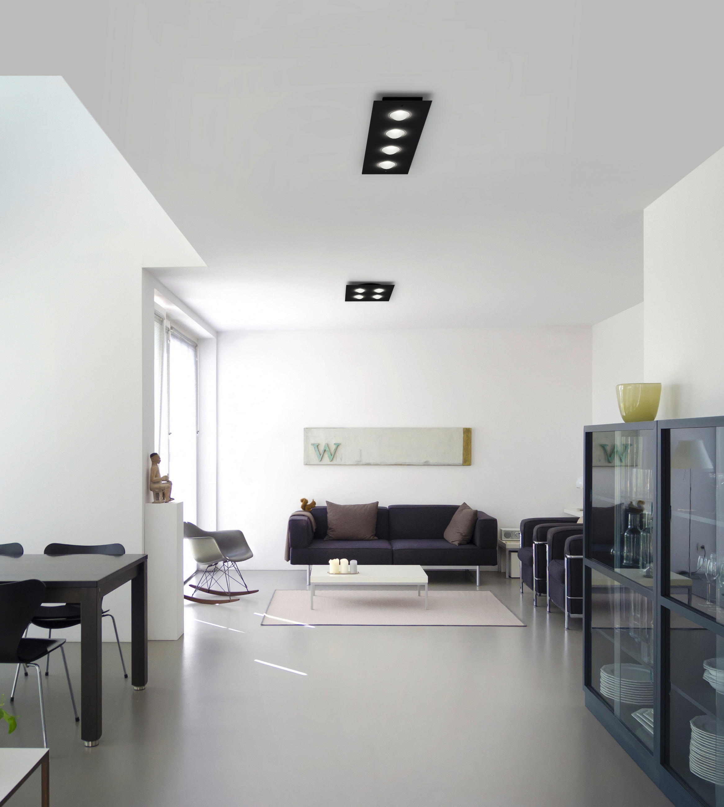 LED-DECKENLEUCHTE 75/21/5 cm   - Schwarz, Design, Metall (75/21/5cm) - Helestra