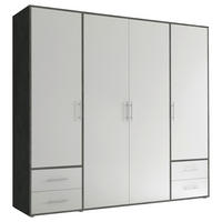 DREHTÜRENSCHRANK in Grau, Weiss  - Weiss/Alufarben, Konventionell, Holzwerkstoff/Kunststoff (206/195/60cm) - Carryhome