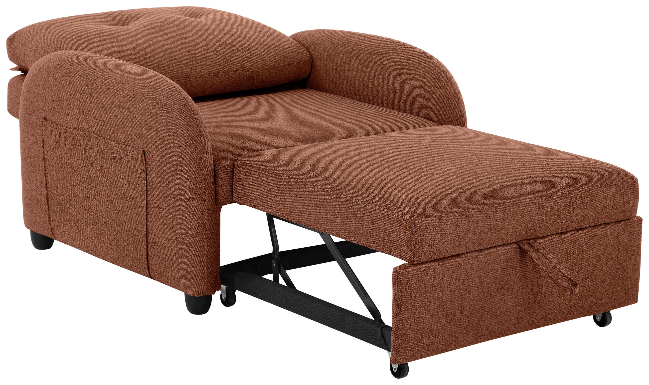 SCHLAFSESSEL Leinenoptik Rostfarben    - Rostfarben/Schwarz, Design, Kunststoff/Textil (102/94/95cm) - Livetastic