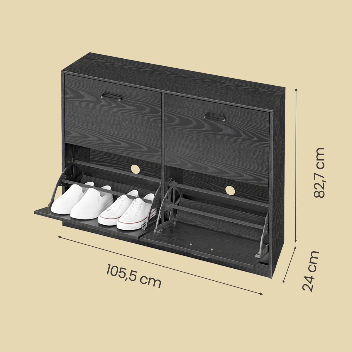 SCHUHKIPPER  in 105,5/82,7/24 cm  - Schwarz, Trend, Holzwerkstoff/Metall (105,5/82,7/24cm) - Boxxx