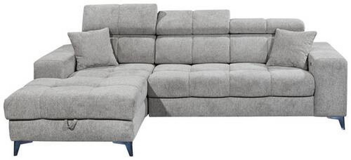 ECKSOFA Hellgrau Chenille  - Hellgrau/Schwarz, KONVENTIONELL, Kunststoff/Textil (172/268cm) - Carryhome