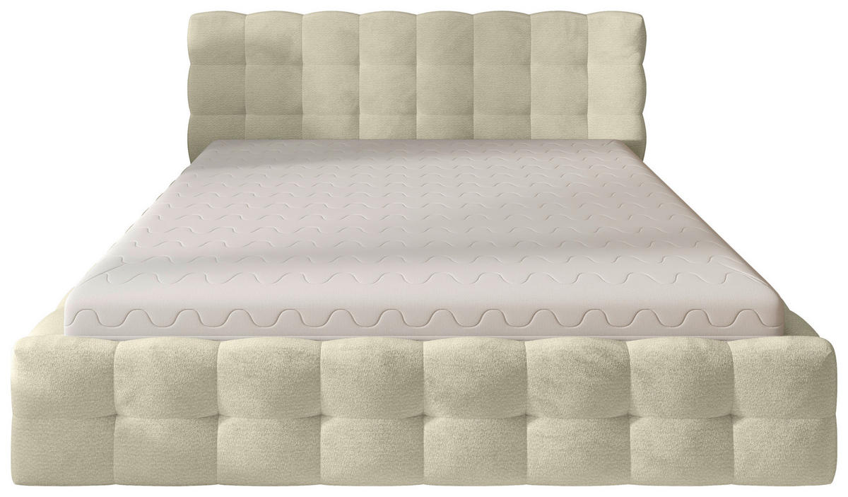 POLSTERBETT 140/200 cm,  in Beige, gepolstertes Kopfteil, Lattenrost, Bettkasten,  - Beige/Schwarz, MODERN, Holz/Kunststoff (140/200cm) - Chameo