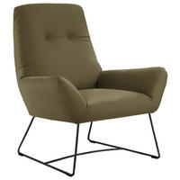 SESSEL in Echtleder Olivgrün  - Schwarz/Olivgrün, Design, Leder/Metall (82/102/81cm) - Pure Home Lifestyle
