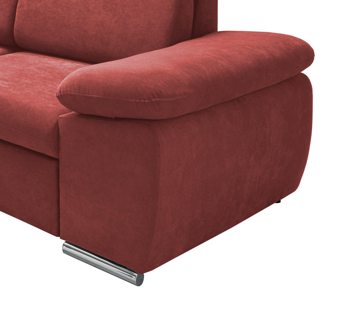 ECKSOFA Mikrofaser Rot  - Chromfarben/Rot, Design, Textil/Metall (228/283cm) - Livetastic