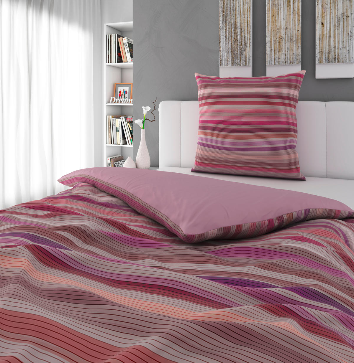 WENDEBETTWÄSCHE Satin 155/220 cm  - Multicolor, Textil (155/220cm) - Novel