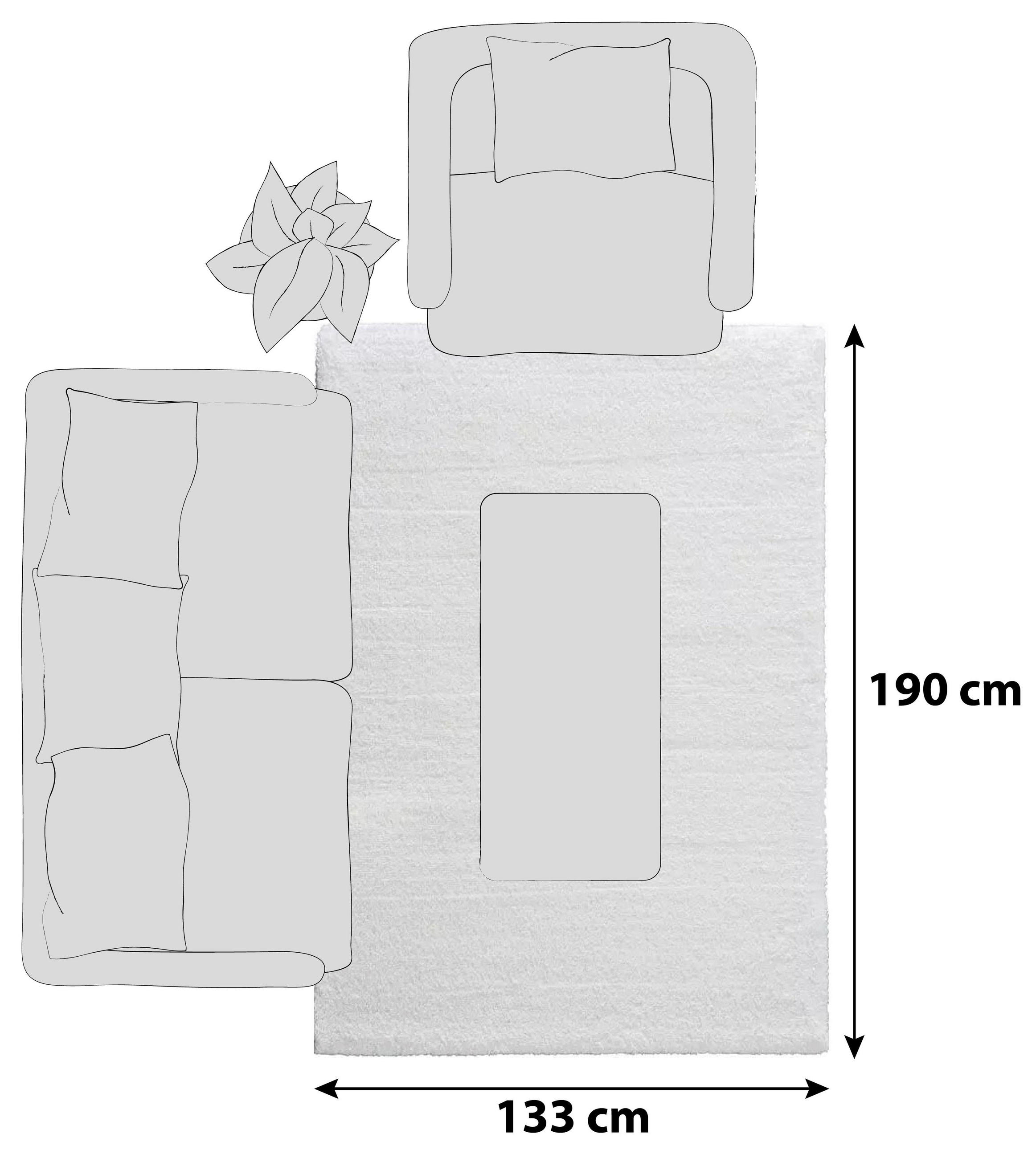 HOCHFLORTEPPICH 133/190 cm New Livorno Weiß  - Weiß, KONVENTIONELL, Textil (133/190cm)
